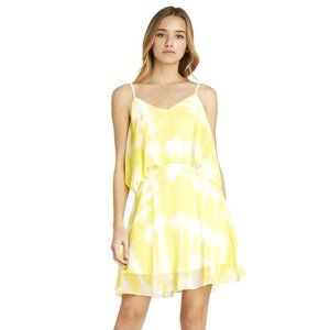 BCBGeneration Yellow Watercolor Crepe Dress Size XS